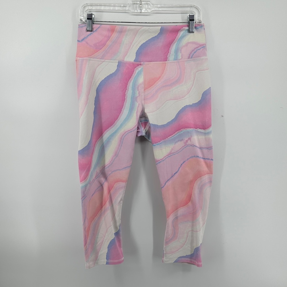 Fabletics Activewear Abstract Modern Athleisure Pink:Purple Marble Leggings SzL